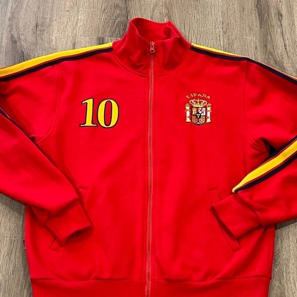 Espana Small Gold Football Spain National Futbol Soccer Team Full Zip Sweater - Picture 3 of 8